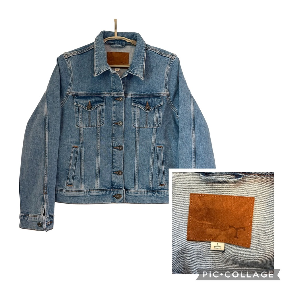 Tecovas Womens Denim Trucker Jacket Blue Western TW140003 Large Medium Wash